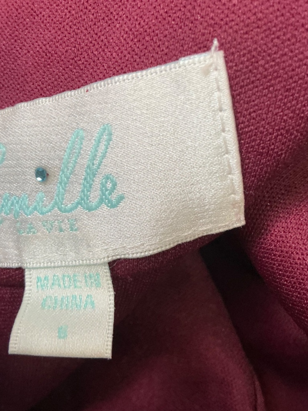 Camille La Vie wedding evening burgundy mermaid style glitter dress size 6 - Picture 7 of 9